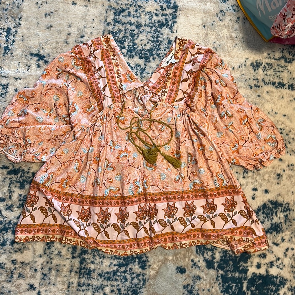 Boho blouse with 3/4 sleeves. Size S